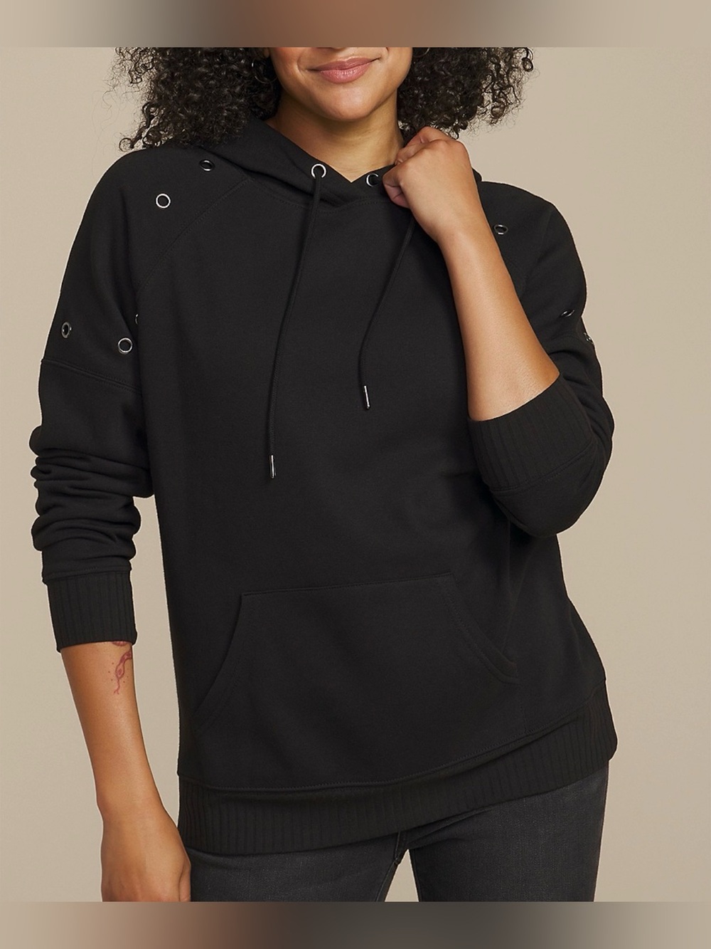 Maurices Grommet Trim Accent Hoodie Black Large NWT IN PACKAGE